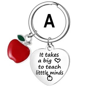 2023 חדש הגעה מורה אפל נירוסטה Keychain לב תליון מושלם סיום ומורה של יום מתנה