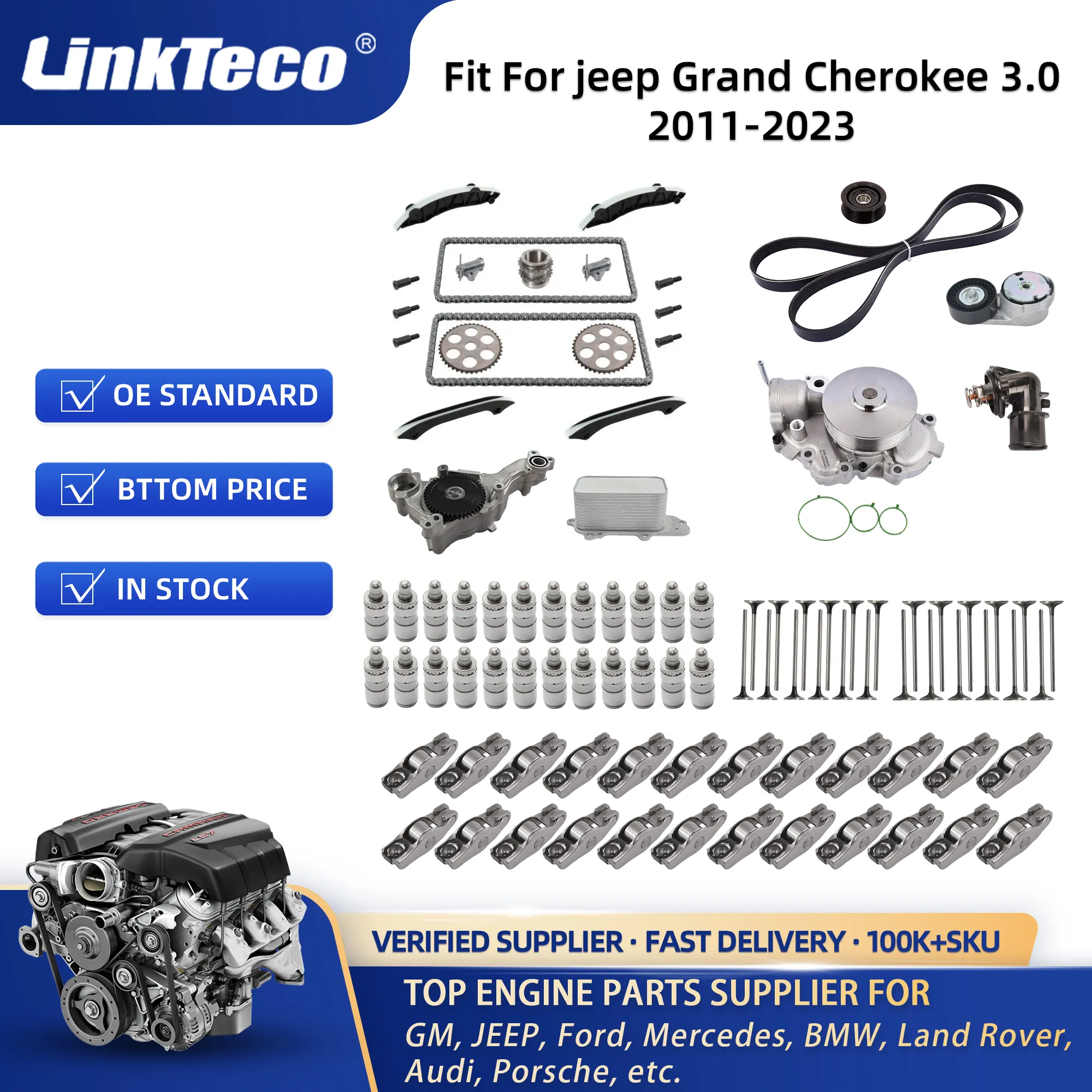 Cilinderkoppakking Distributiekettingset Hoofdlager Krukas Voor 2011 - 2023 Jeep Grand Cherokee 3.0 Crd Diesel Exf Ram 1500