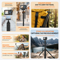Penyangga Tripod Mini untuk DJI Osmo Action 3/4/5 Pro 20cm hingga 67cm Panjang Dapat Disesuaikan Tongkat Selfie Tripod untuk Aksesori Kamera Aksi