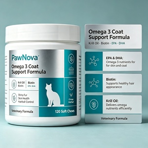 OEM ODM Friandises à mâcher pour chats saveur poulet, supplément d'<span class=keywords><strong>huile</strong></span> <span class=keywords><strong>de</strong></span> <span class=keywords><strong>krill</strong></span> Oméga-3 anti-chute pour l'entretien <span class=keywords><strong>de</strong></span> la peau et du pelage des chats d'intérieur - Product Image 4