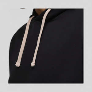 Venta caliente Color Block Hoodie para hombres OEM Custom Streetwear Pullover Sudadera con capucha Elegante negro y Beige Two-Tone Fleece - Product Image 1