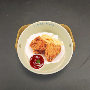 Decorazione moderna per la tavola da 5.8 pollici rotonda beige opaco cartoon che serve snack caramella pane cesto di frutta <span class=keywords><strong>in</strong></span> <span class=keywords><strong>ceramica</strong></span> con manico <span class=keywords><strong>in</strong></span> bambù - Product Image 4