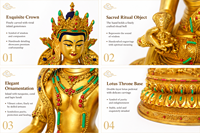 Statue de Bouddha Vajrasattva en laiton plaqué or, sculptée à la main, sculpture d'ange bouddhiste tibétain, décoration d'autel de temple, vente en gros OEM