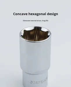 Clé à cliquet 6 points 63 mm en CR-MO antirouille pour bricolage, embout hexagonal profond 3/8 po, poignée droite noire, OEM - Product Image 6