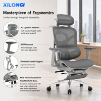 Chaise de bureau ergonomique de luxe à dossier haut en maille, avec accoudoirs 3D en PU, réglable en hauteur et pivotante, pour usage professionnel – Vente directe usine