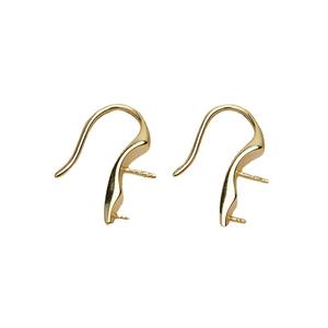 Boucles d'oreilles en argent S925, forme de grande cuillère, avec perle de 14-15 mm incrustée, crochet d'oreille, accessoires de bricolage, plateau vide JG5187, plaqué or - Product Image 5