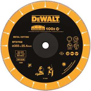 Disque de coupe diamanté DeWalt 355 mm x 25,4 mm pour la coupe des métaux DT3752 - Product Image 1