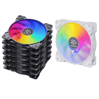 Ventilateur de boîtier PC SNOWMAN XF120 120mm ARGB à roulement à huile, dissipateur thermique en aluminium noir, faible bruit 18dBA, autocollant personnalisé, commande OEM acceptable