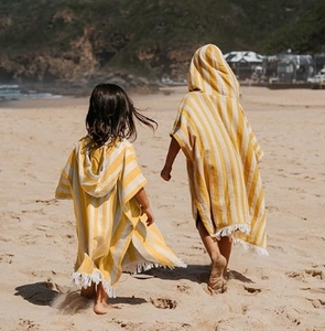 Asciugamano Poncho per <span class=keywords><strong>bambini</strong></span> caldo morbido assorbente colorato a righe in puro cotone - Product Image 5