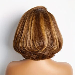 Pelucas Cortas de Estilo Pixie con Reflejos para Mujer, Pelucas de <span class=keywords><strong>Cabello</strong></span> Humano con Frente de Encaje Transparente, <span class=keywords><strong>Cabello</strong></span> Virgen Brasileño <span class=keywords><strong>Rubio</strong></span> <span class=keywords><strong>Miel</strong></span> 180% - Product Image 1