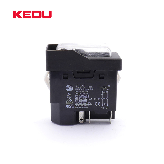 KEDU KJD16 5Pins Push Button Switch on Off Electromagnetic Switches with Waterproof Cover Electric Tool Switch