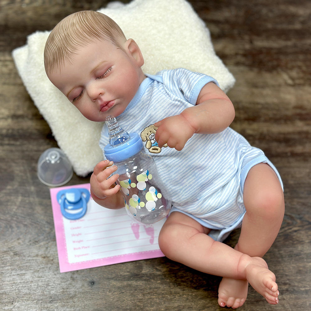 20 pouces plein corps délicates rayures bleues peintes