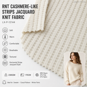 Strisce Simil-Cashmere RNT Lavorazione Jacquard 48% Rn 31% P 21% N 230GSM 175cm Orizzontale per Maglioni, Pullover e Pantaloni - Ingrosso e Personalizzazione - Product Image 5