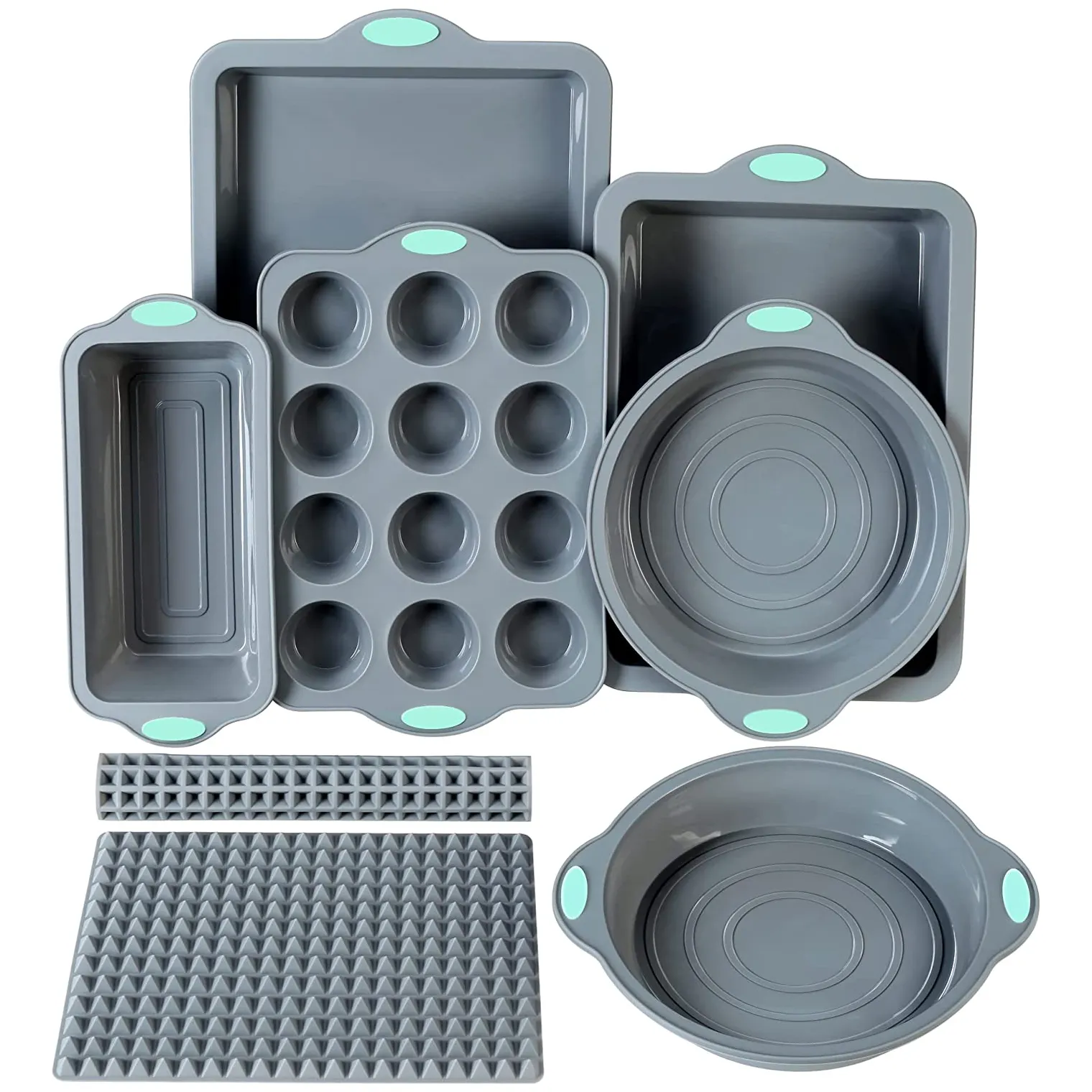 Atacado Bpa livre Food Grade Silicone Donut Mold Antiaderente calor resistindo Silicone Muffin Bolo Mold Baking Pan Bakeware Set