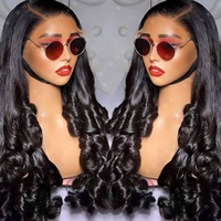 Perruques en Cheveux Naturels à Boucles Volumineuses, Vente en Gros Indienne à Prix Bas, avec Cheveux de Bébé Pré-Épilés, Perruques Frontales en Dentelle HD Transparente pour Femmes Noires