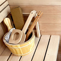 Sauna extérieur luxueux en bois massif pour 4 à 6 personnes, équipé d'un poêle à sauna. Villa de style nordique avec cour et SPA