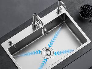 Évier de cuisine multifonctionnel en acier inoxydable noir avec robinet intelligent anti-traces de doigts et anti-rouille - Product Image 3