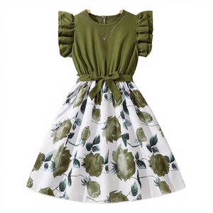 Vestidos de Verano 2026 para Niñas de 8 a 12 Años, Cuello Redondo, Sólidos, Casuales, Rectos, Manga Corta, Antiarrugas, Transpirables, con Volantes, ODM - Product Image 4