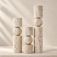 Articles de décoration pour la maison et les hôtels, ornements cylindriques ronds, décorations en marbre travertin naturel