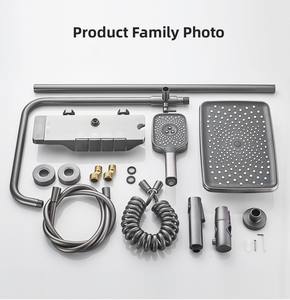 Ensemble de douche de salle de bain moderne et contemporain de luxe, robinet en laiton, mitigeur de pluie, garantie 5 ans, jet de massage huilé - Product Image 5