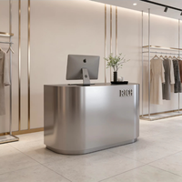 Comptoir de caisse en acier inoxydable pour magasin de vêtements pour femmes, petit comptoir d'accueil, réception d'entreprise simple et moderne