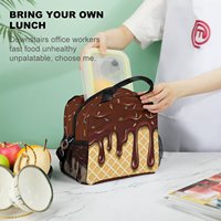 Sac isotherme en polyester imprimé motif chocolat et crème glacée, avec bandoulière amovible, personnalisable par sublimation, portable