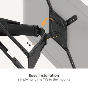 <span class=keywords><strong>Support</strong></span> <span class=keywords><strong>mural</strong></span> pour téléviseur 23"-75" 45 kg, <span class=keywords><strong>double</strong></span> <span class=keywords><strong>bras</strong></span> <span class=keywords><strong>articulé</strong></span>, inclinaison universelle, VESA, mouvement complet, LED LCD OLED, acier, ultra-fin - Product Image 4