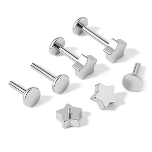 303 स्टेनलेस स्टील स्टार के आकार के कान स्टड m0.9/1.0 थ्रेडेड भेदी गहने व्यक्तिगत पंंक शैली इयररिंग्स - Product Image 6
