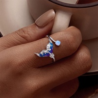 Jointure délicate belle bague en zircone cubique en gros bijoux de mode émail opale 925 bagues décontractées en argent sterling pour dames