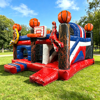 Château gonflable commercial de haute qualité sur le thème du basketball, avec toboggan et zone de saut, en promotion