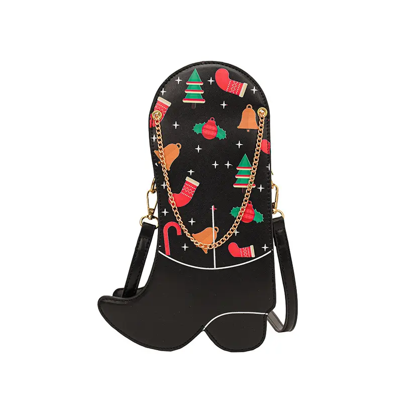 Bolso de zapatos de tacón alto personalizado de Navidad nuevo estilo suave chica lindo hombro de dibujos animados pu bandolera