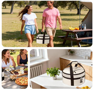 Borsa Termica Rotonda Personalizzata per Pizza, Contenitore per Casseruole e Torte per Picnic, Campeggio e Feste - Product Image 4
