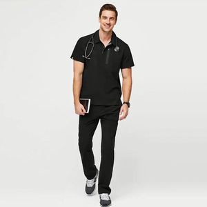 Uniformes Médicos para Mujer al por Mayor, Conjuntos de Uniformes Azul Marino de Poliéster/Rayón, con Logotipo Moderno - Product Image 2