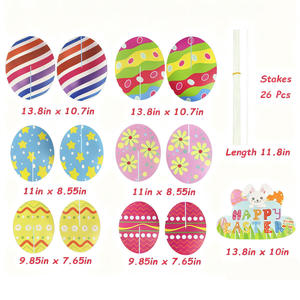 Meilleures ventes : Panneau de jardin en plastique PP imprimé 3D double face en forme d'œuf de Pâques, Fournitures de vacances de Pâques transfrontalières - Product Image 1