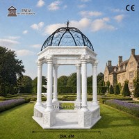 Gazebo classique en marbre blanc, 4 m de diamètre, colonnes corinthiennes, pavillon de jardin extérieur, fabricant sur mesure en gros
