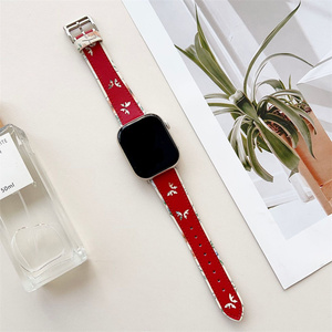 Bracelet de montre en cuir ajouré pour filles, motif papillon, bracelet gravé, véritable, pour Apple Watch Ultra 49, 46, 45, 42, 40 mm, toutes séries - Product Image 2