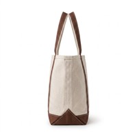 Sac fourre-tout en toile épaisse avec logo personnalisé, poignées contrastées marron, base robuste, réutilisable pour le shopping, les courses, le travail et le quotidien