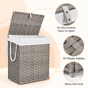 Cesto de Ropa Rectangular Grande de Bambú Ecológico Moderno al por Mayor con Marco de Aluminio y Bolsillos Laterales de Malla - Product Image 3