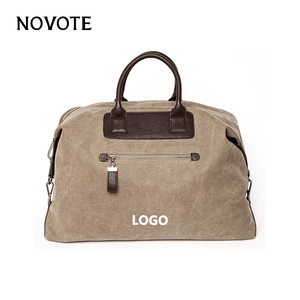 NOVOTE Bolso de fin de semana con logotipo personalizado con neceser Conjunto de bolsa de viaje Diseño de lona y cuero para exteriores durante la noche - Product Image 2