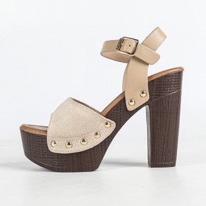Heeled Sandals Peep Toe Chunky Heel Platform Buckle <b>Back</b> Strap Microfiber Lining Ultra High Heel Height Increasing Women's Shoes - Product Image 5