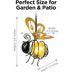 Lámpara Solar Colgante con Forma de Abeja, Cuerpo de Vidrio Amarillo, LED Brillante, IP65 Impermeable, Decoración de Jardín de Plástico para Exteriores - Product Image 6