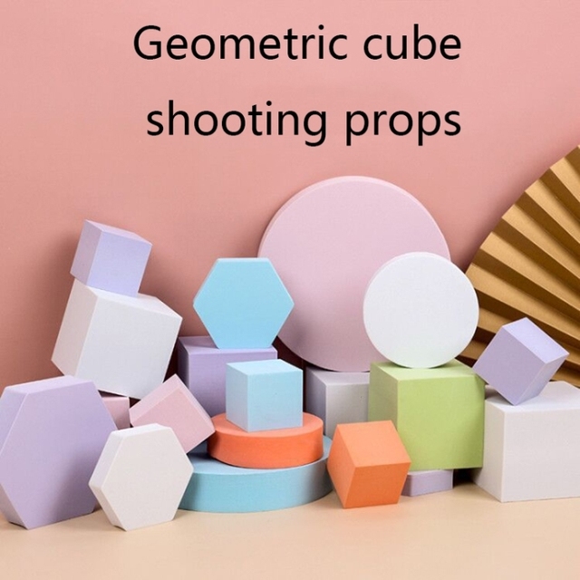 Popular Selling Table Shooting Foam Props 8 in 1 Different Sizes Geometric Cube Solid Color Photography Photo Background