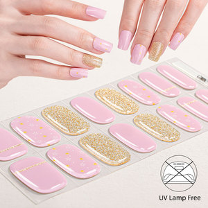 Enveloppes d'ongles en gel sans UV, non toxiques, à paillettes dorées roses scintillantes, motif étoile, directement de l'usine, pour <span class=keywords><strong>manucure</strong></span> DIY - Product Image 1
