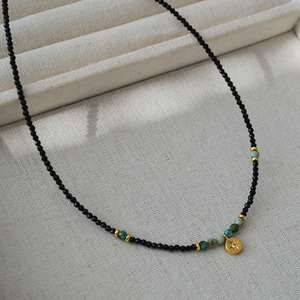 Collana di pietre naturali con ciondolo stella d'oro alla moda collana girocollo con perline turchese spinello nero - Product Image 2