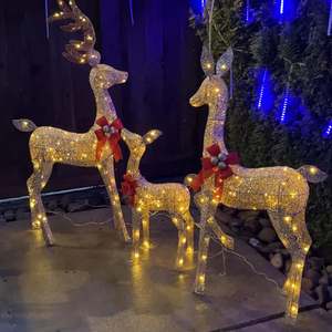 실물 크기 LED 조명 와이어 순록 가족 3개 세트 크리스마스 순록 장식 야외 정원용 데코레이션 - Product Image 3