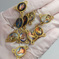 Autocollant religieux de style catholique pour chapelet, 12x16mm, Saint, 12*16mm, Pièces de chapelet, Médaille, Pendentif