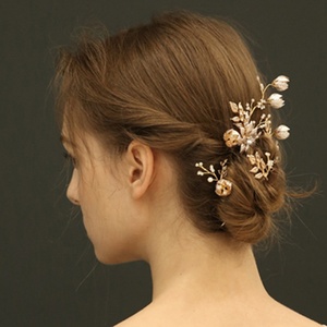 Exquisite High-End <strong>Wedding</strong> Jewelry Elegant Alloy Leaf Flower Bridal <strong>Hair</strong> <strong>Pin</strong> with Pearl Crystal - Product Image 2