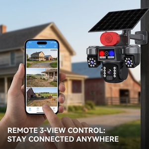 Yahong 8W Solar Security Camera Triple Lens 3-Screen 4G WIFI <strong>Wireless</strong> <strong>CCTV</strong> 8-Battery AI PIR Humanoid Detection for Farm Ranch - Product Image 5