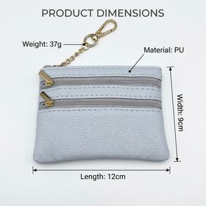 Wholesale Women PU Leather Coin Purse Mini Lychee Pattern Wallet with Keychain Zipper Small Change Pouch Card Holder for <b>Ladies</b> - Product Image 2