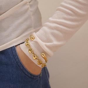 Heart Shape Stainless Steel Jewelry <b>Set</b> Necklace <b>Bracelet</b> Earrings 18k Gold Plated Women's Gift Fashion Jewelry - Product Image 3